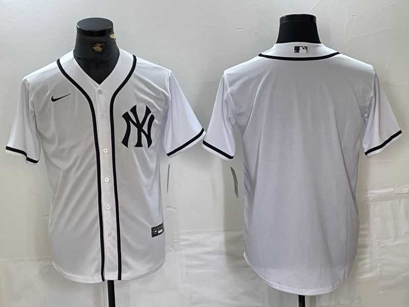 Mens New York Yankees Blank White Cool Base Stitched Jersey